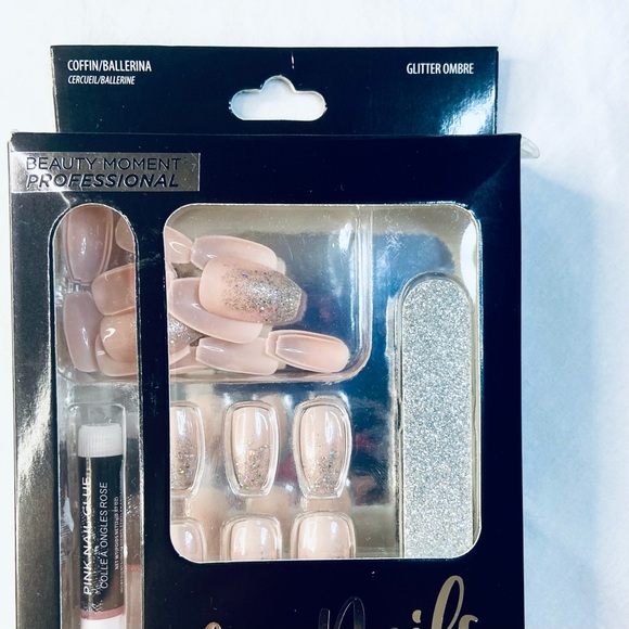Beautiful Lux Nails Kit 24 clous reusable / pink color/ New withBox - Picture 4 of 4